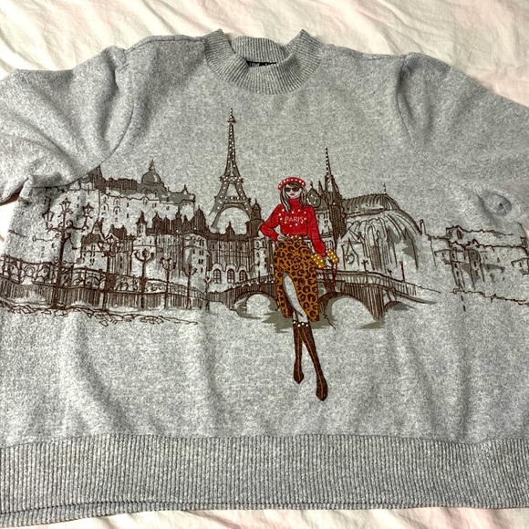 Love and Lace Graphic Long Sleeve Sweater. - Picture 1 of 7